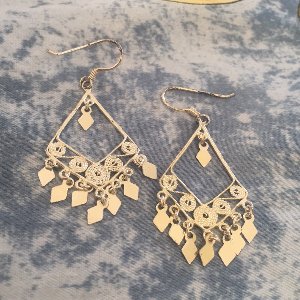Lia Sophia Indian inspired silver dangly earrings